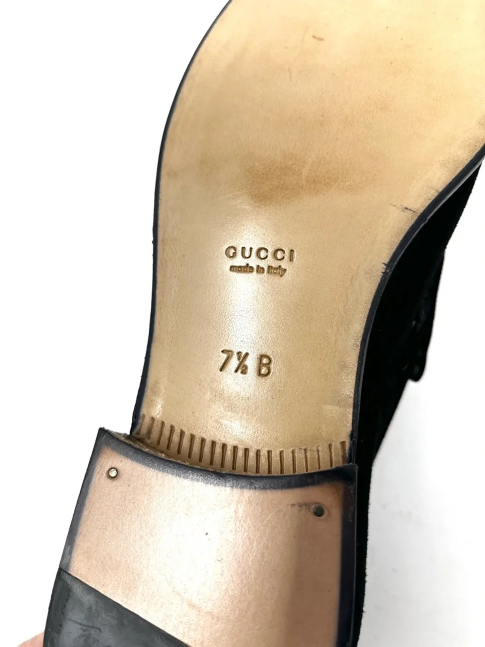 NEW Vintage Gucci 90s Y2K Horsebit Loafers Shoes Black Suede Leather Chunky 7.5 - Picture 11 of 12